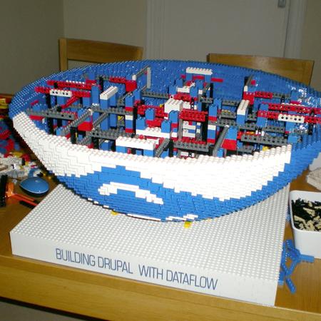 Photo of a Druplicon built with LEGO bricks.